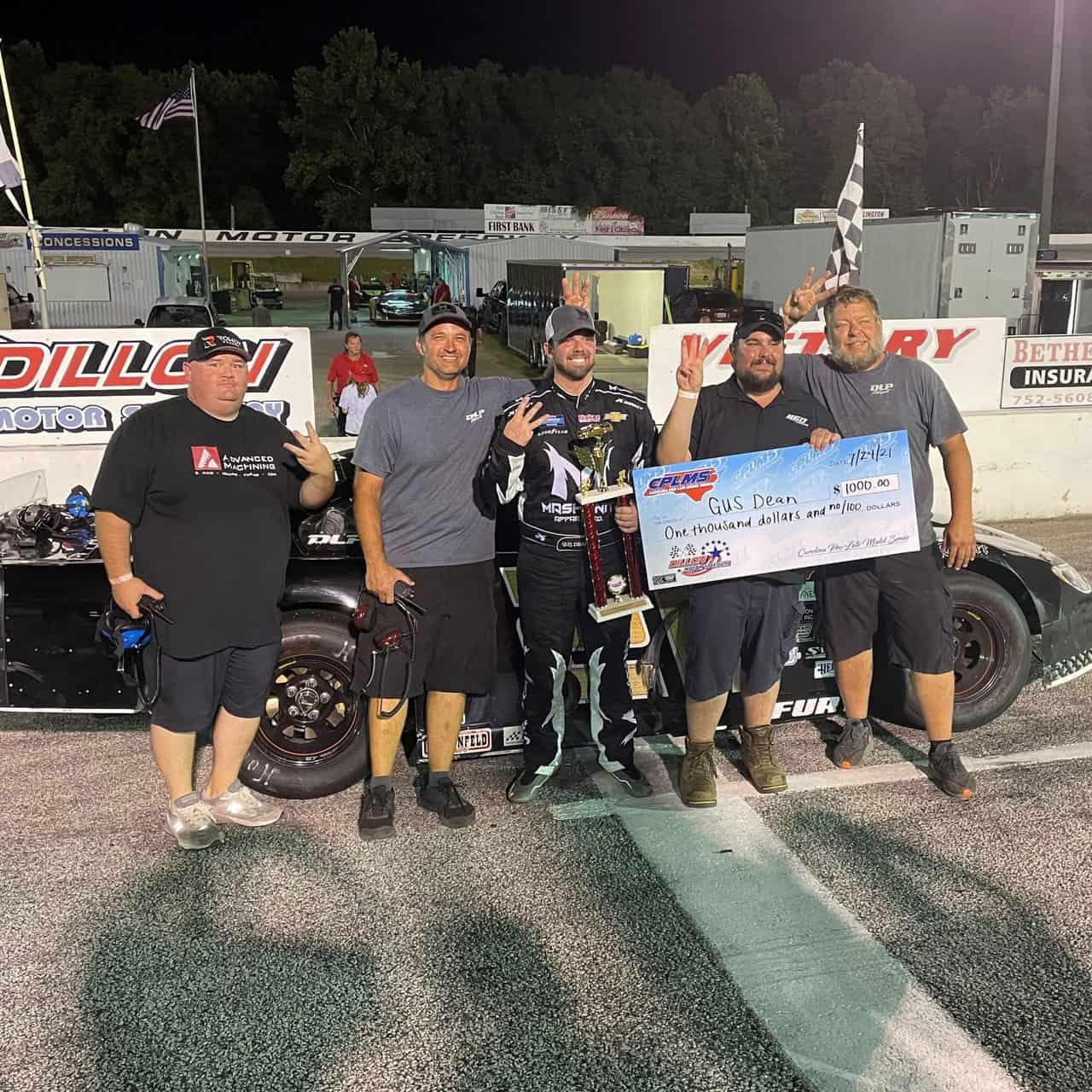 Read more about the article Gus Dean wins third consecutive Carolina Pro Late Model Series race with thrilling last-lap pass